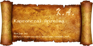 Kapronczai Anzelma névjegykártya