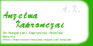 anzelma kapronczai business card
